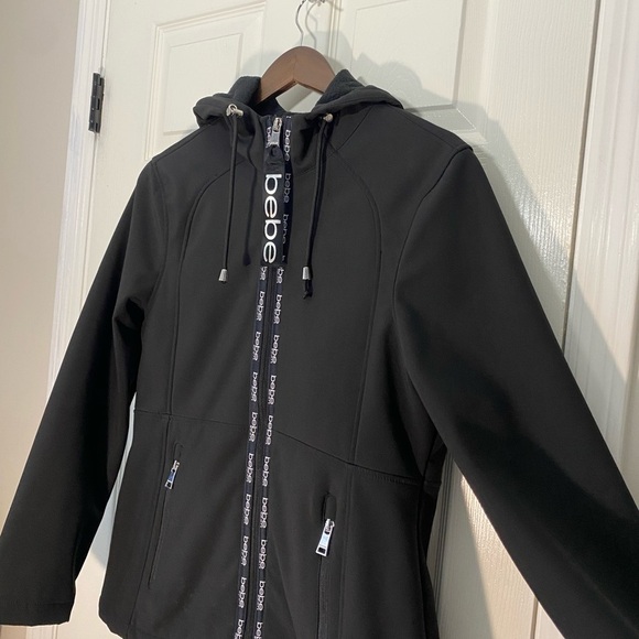 Bebe Black Zip-Up Hoodie Jacket Women’s Large | Logo Activewear Loungewear - Picture 4 of 8